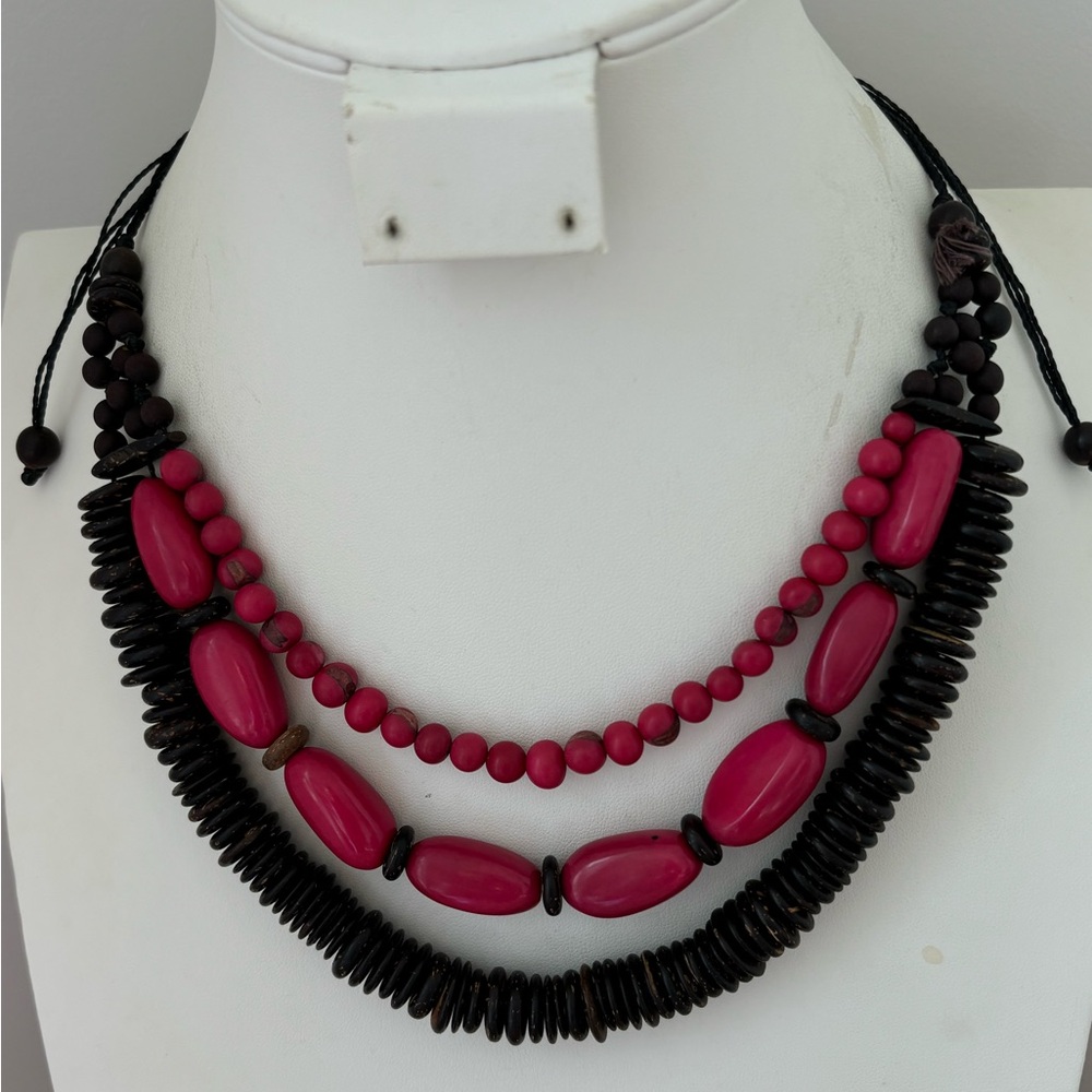Bright Pink Adjustable Necklace/ Pull String To I… - image 5